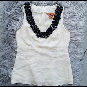 🎉EUC Tory Burch silk top with embellishment